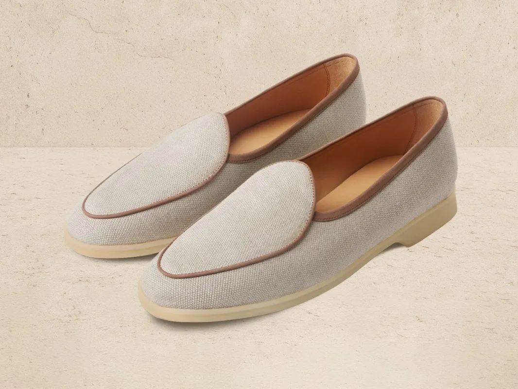 Stride Loafers in Vachette Linen with Natural Sole sold by Baudoin & Lange