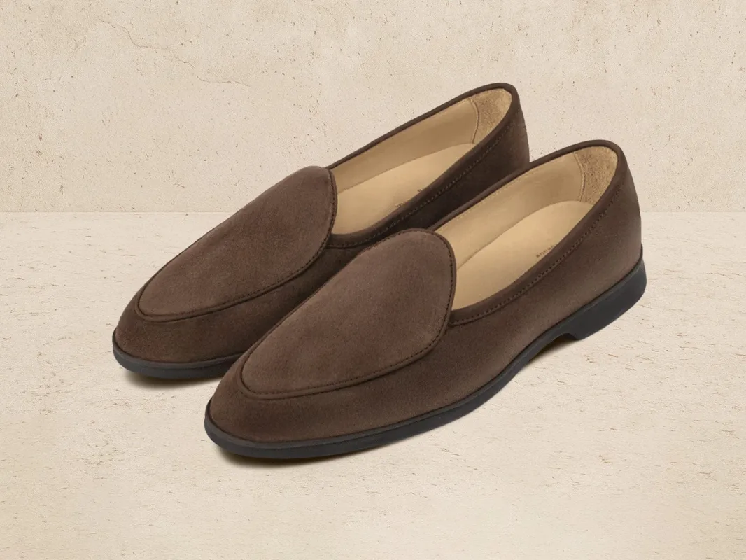 Stride Loafers in Deep Taupe Suede Dark Sole sold by Baudoin & Lange