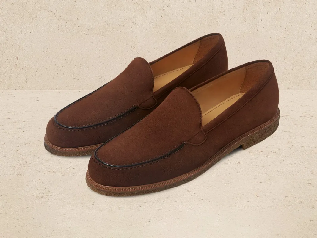 Antibes Loafers in Criollo Brown Luxe Suede sold by Baudoin & Lange