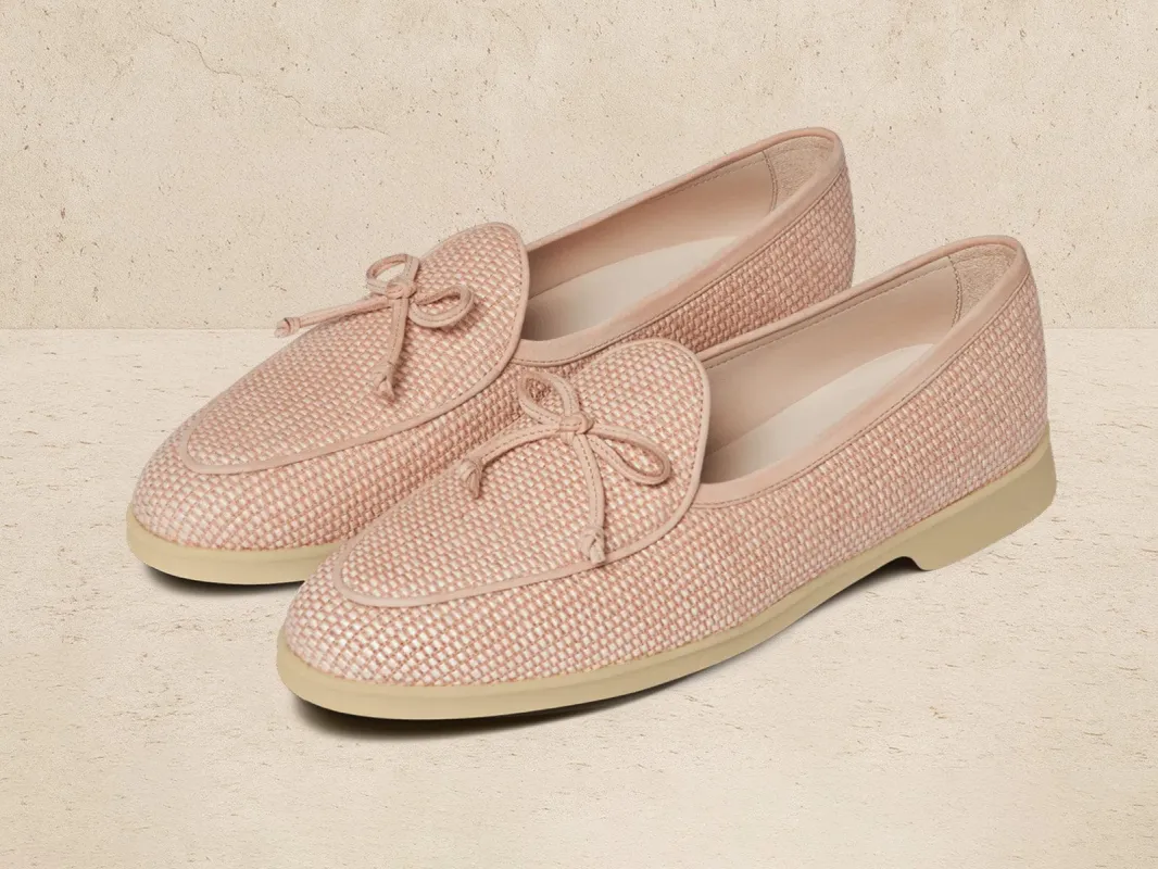 Stride String Loafers in Angel Powder Raffia with Natural Sole sold by Baudoin & Lange