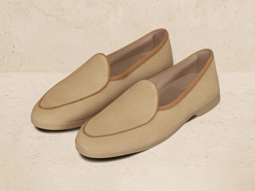 Stride Loafers in Tropez Beige Glove Suede Natural Sole sold by Baudoin & Lange