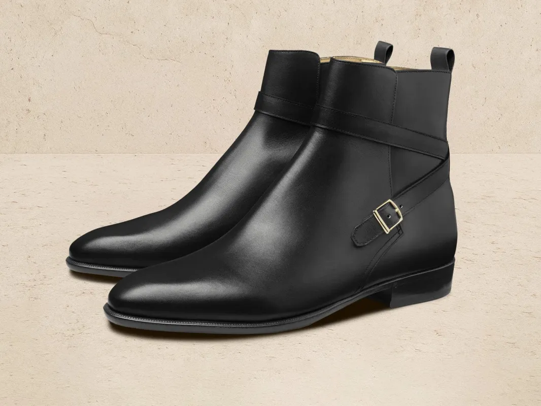 Watts Jodhpur Boots in Black Calf made by Baudoin & Lange