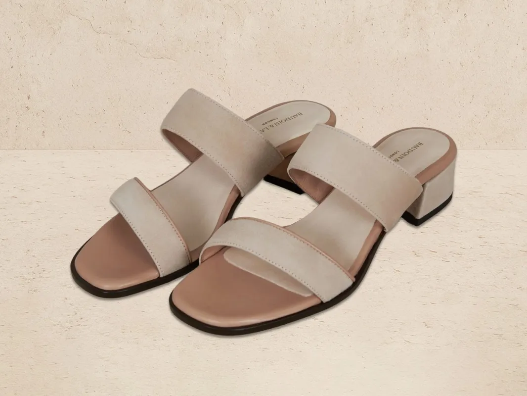 Plume Hi Sandal in Albâtre Luxe Suede and Nappa sold by Baudoin & Lange