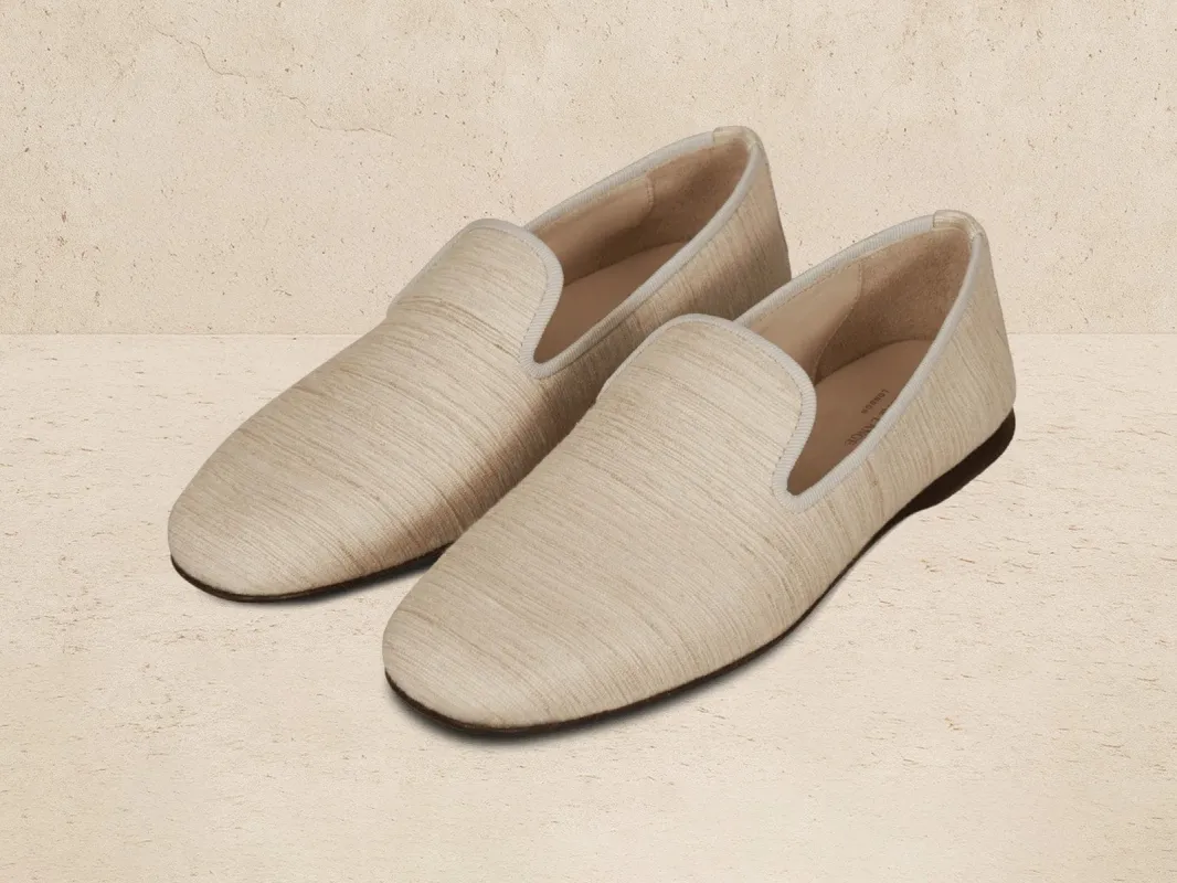 Fenice Loafers in Natural Silk and Gros Grain made by Baudoin & Lange