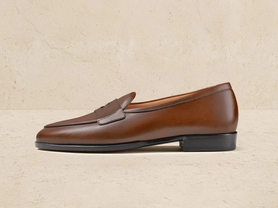 Grand Fleurus Penny Loafers in Tawny Noble Calf sold by Baudoin & Lange