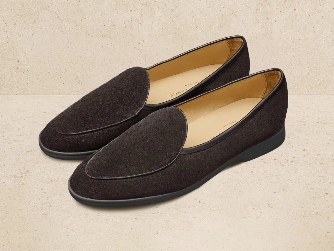 Stride Loafers in Dark Brown Glove Suede Dark Sole sold by Baudoin & Lange