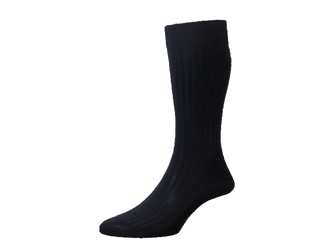 Cotton Socks in Navy sold by Baudoin & Lange