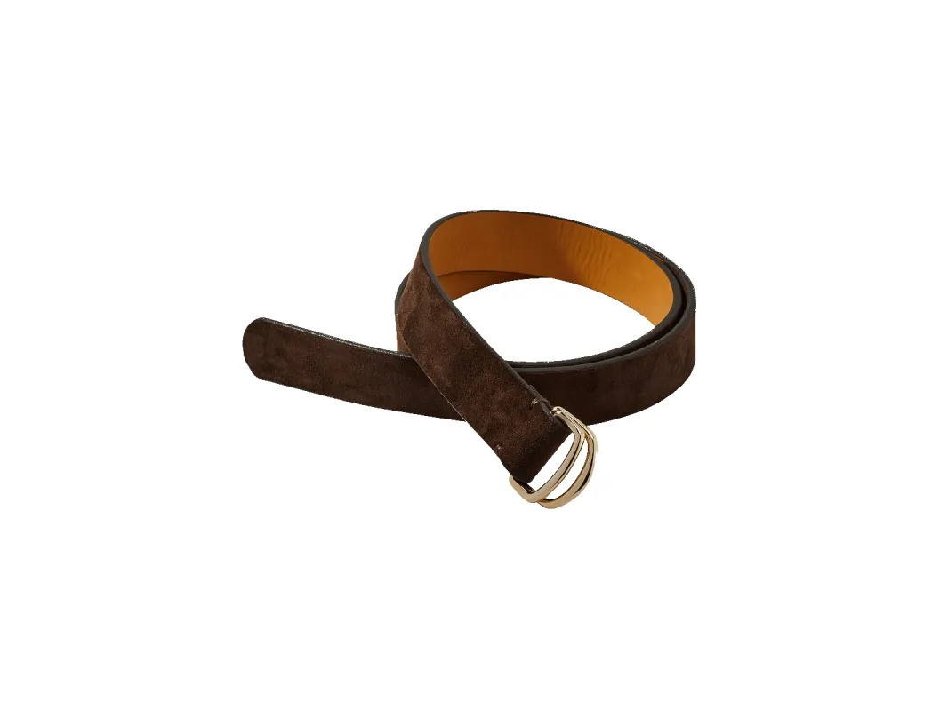 Sagan Belt Rings in Dark Brown Shield Suede with Pale Gold Rings sold by Baudoin & Lange