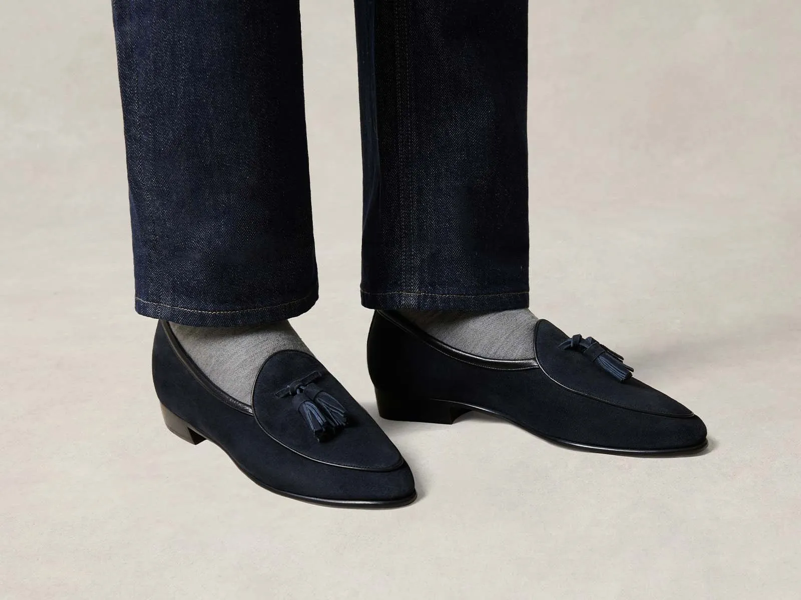Sagan Classic Tassel Loafers in Midnight Navy Suede sold by Baudoin & Lange product image thumbnail 4