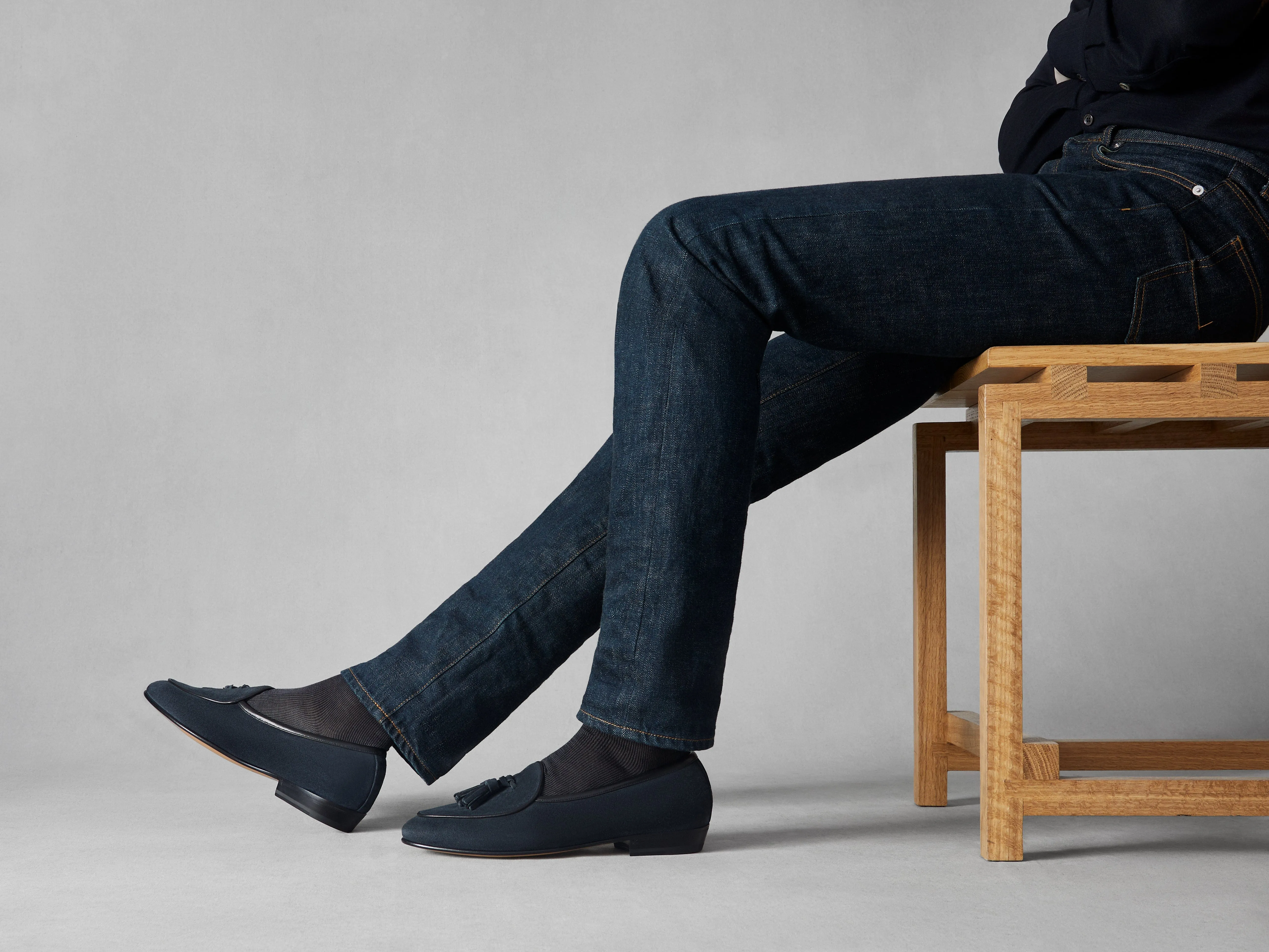 Sagan Classic Tassel Loafers in Midnight Navy Suede sold by Baudoin & Lange product image thumbnail 2
