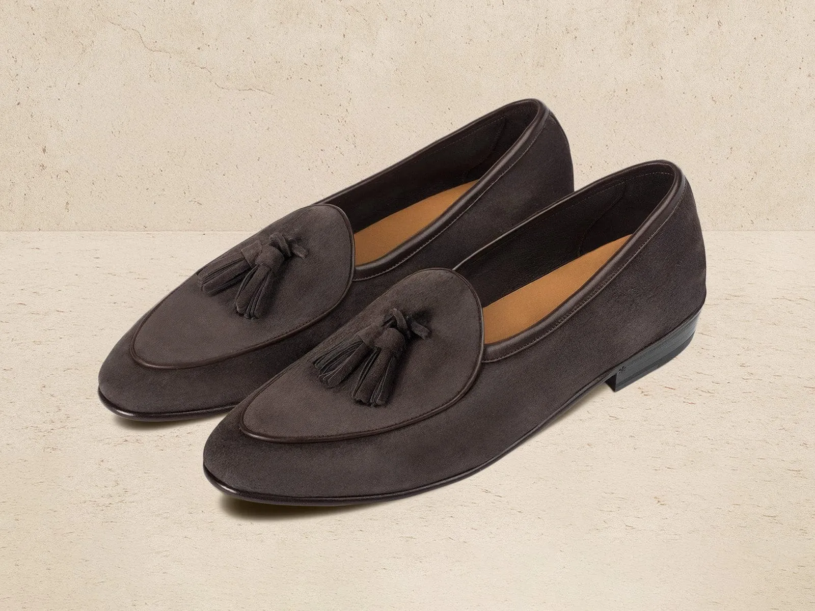 Sagan Classic Tassel Loafers in Bark Grey Asteria Suede sold by Baudoin & Lange