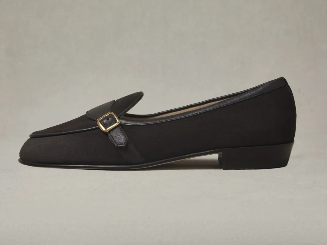 Sagan Classic Buckle in Lusitanias Dark Brown Asteria Suede sold by Baudoin & Lange