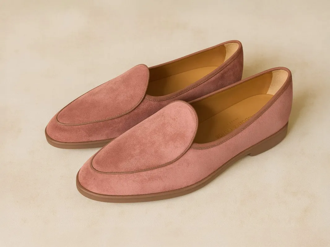 Stride Loafers in Brick Suede with Caramel Sole made by Baudoin & Lange