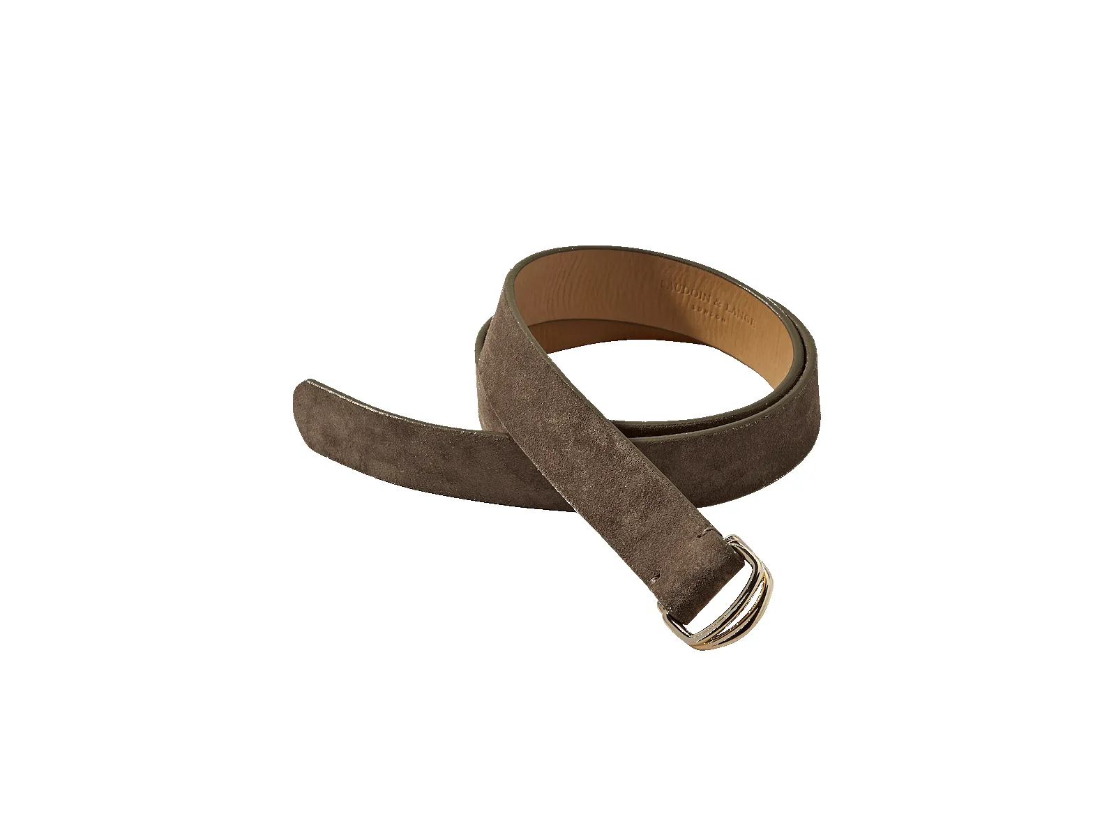 Sagan Belt Rings in Greige Glove Suede with Pale Gold Rings sold by Baudoin & Lange