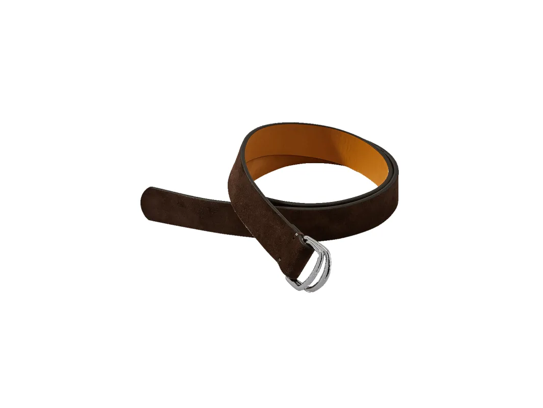 Sagan Belt Rings in Dark Brown Glove Suede with Silver Rings made by Baudoin & Lange