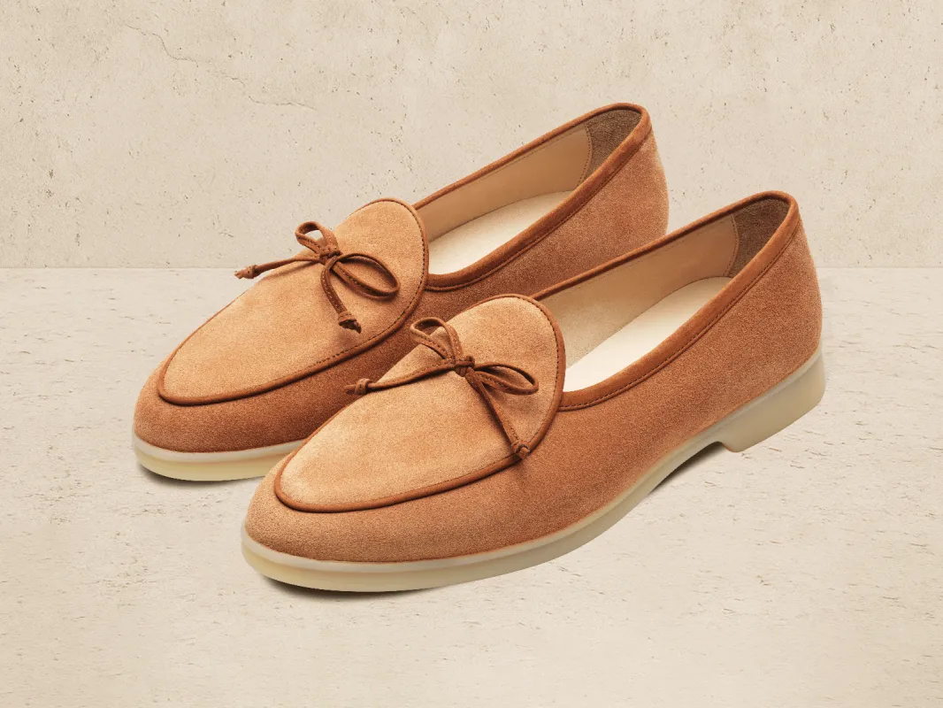 Stride String Loafers in Casaque Suede Natural Sole made by Baudoin & Lange