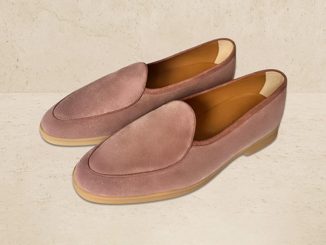 Stride Loafers in Brick Suede with Natural Sole made by Baudoin & Lange