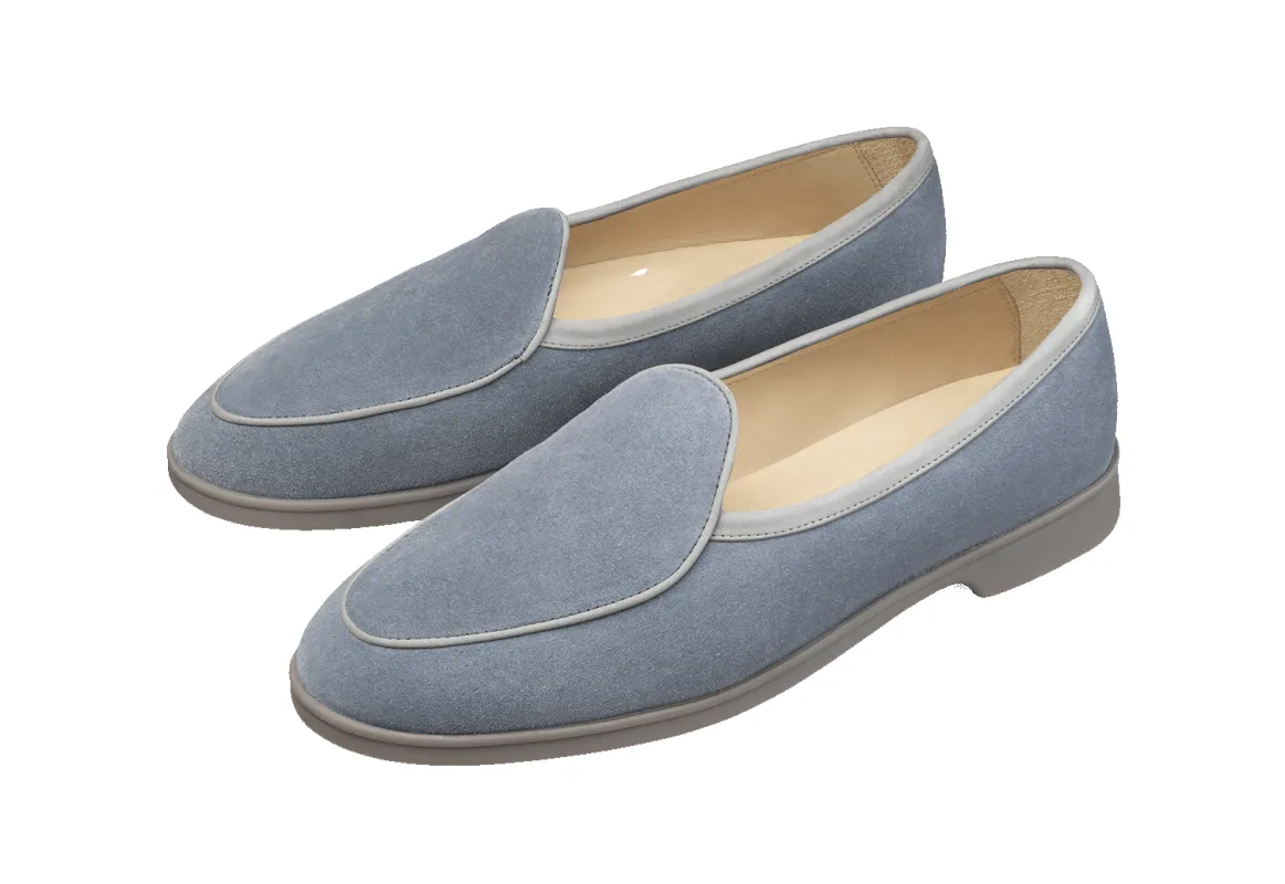 Stride Loafers in Glacier Glove Suede Grey Sole made by Baudoin & Lange