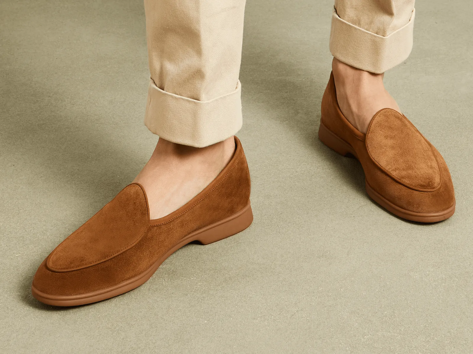 Stride Loafers in Earth Glove Suede Caramel Sole sold by Baudoin & Lange product image thumbnail 3