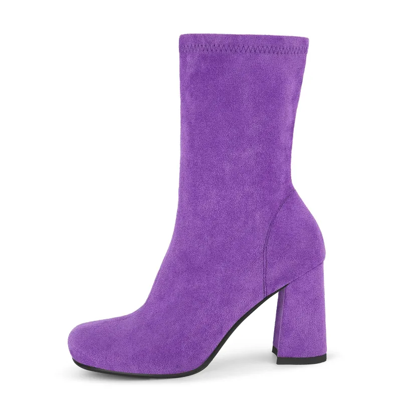 Suede Square Toe Chunky Heel Ankle Boots sold by Miss Heel