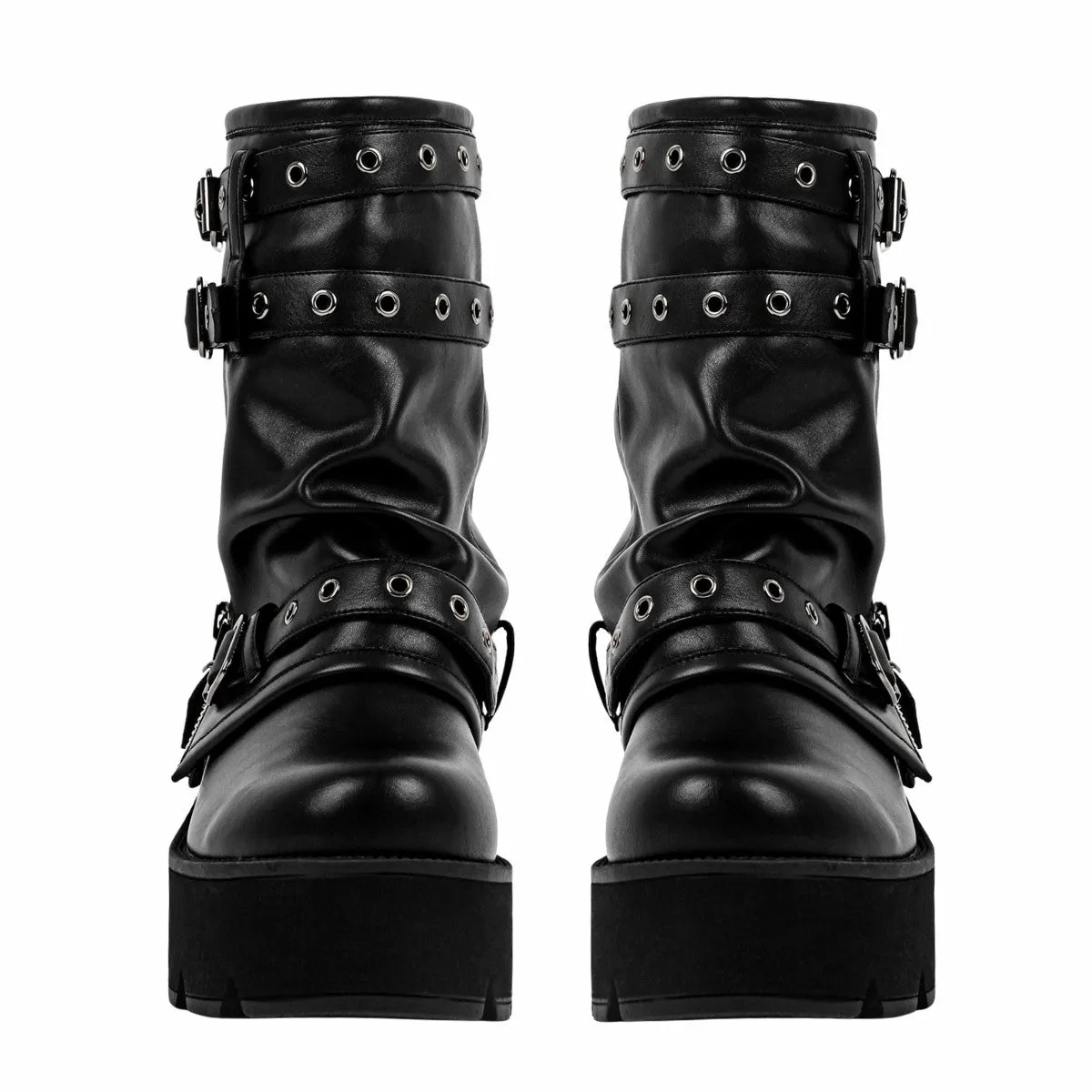 Platform Buckle Strap Fold Over Ankle Boots sold by Miss Heel product image thumbnail 3