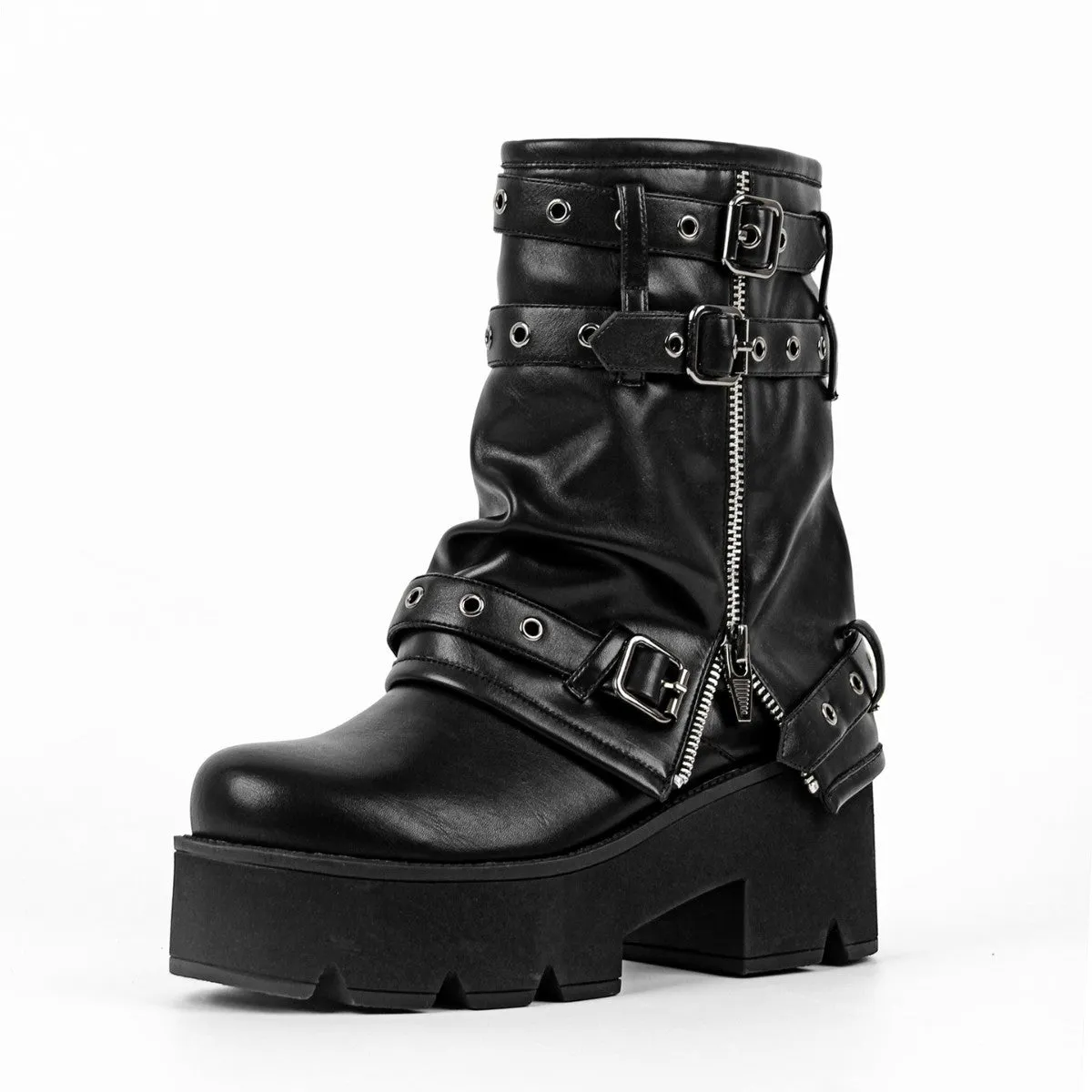 Platform Buckle Strap Fold Over Ankle Boots sold by Miss Heel product image thumbnail 2