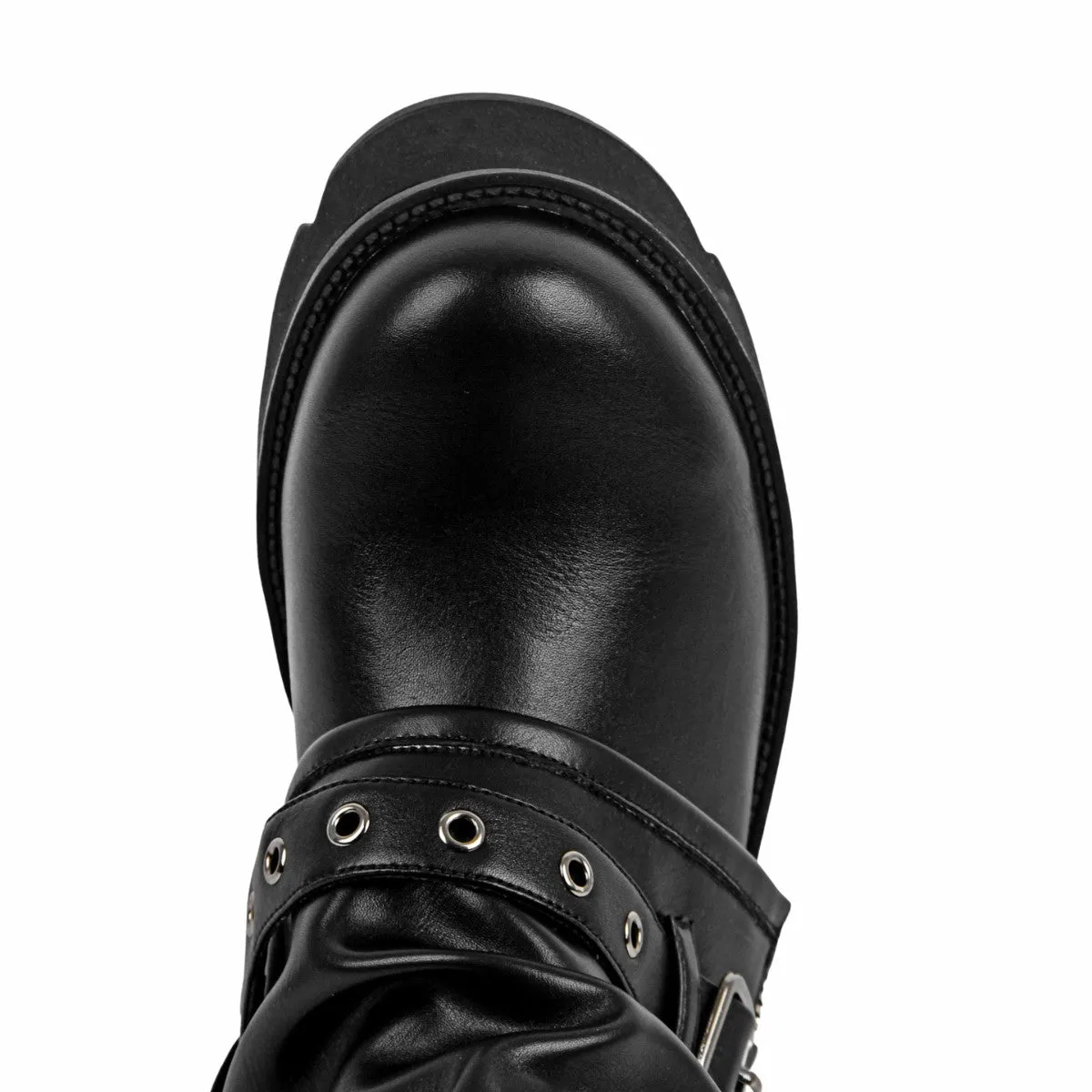 Platform Buckle Strap Fold Over Ankle Boots sold by Miss Heel product image thumbnail 4