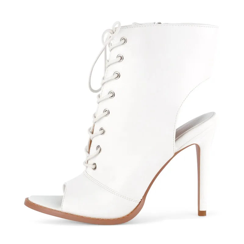 Open Toe Lace-up Slingback Ankle Boots sold by Miss Heel