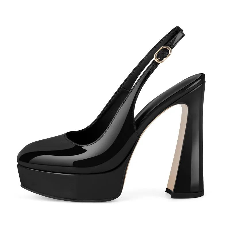 Platform Patent Leather Slingback Pumps sold by Miss Heel
