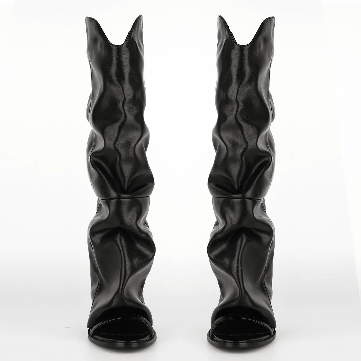 Round Toe Fold Over Knee High Bootie Sandals sold by Miss Heel product image thumbnail 3