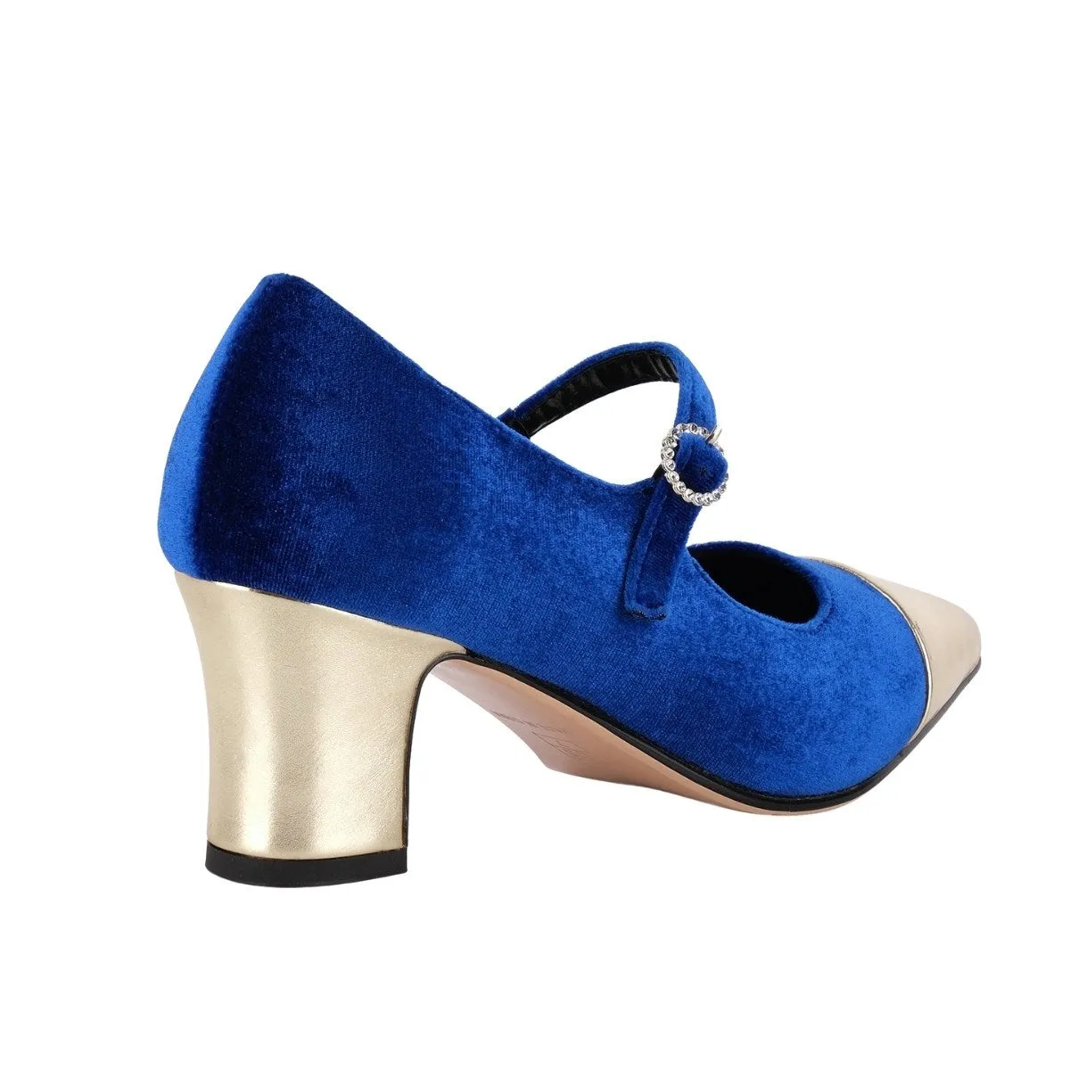 Suede Mary Jane Metallic Chunky Heel Pumps sold by Miss Heel product image thumbnail 3