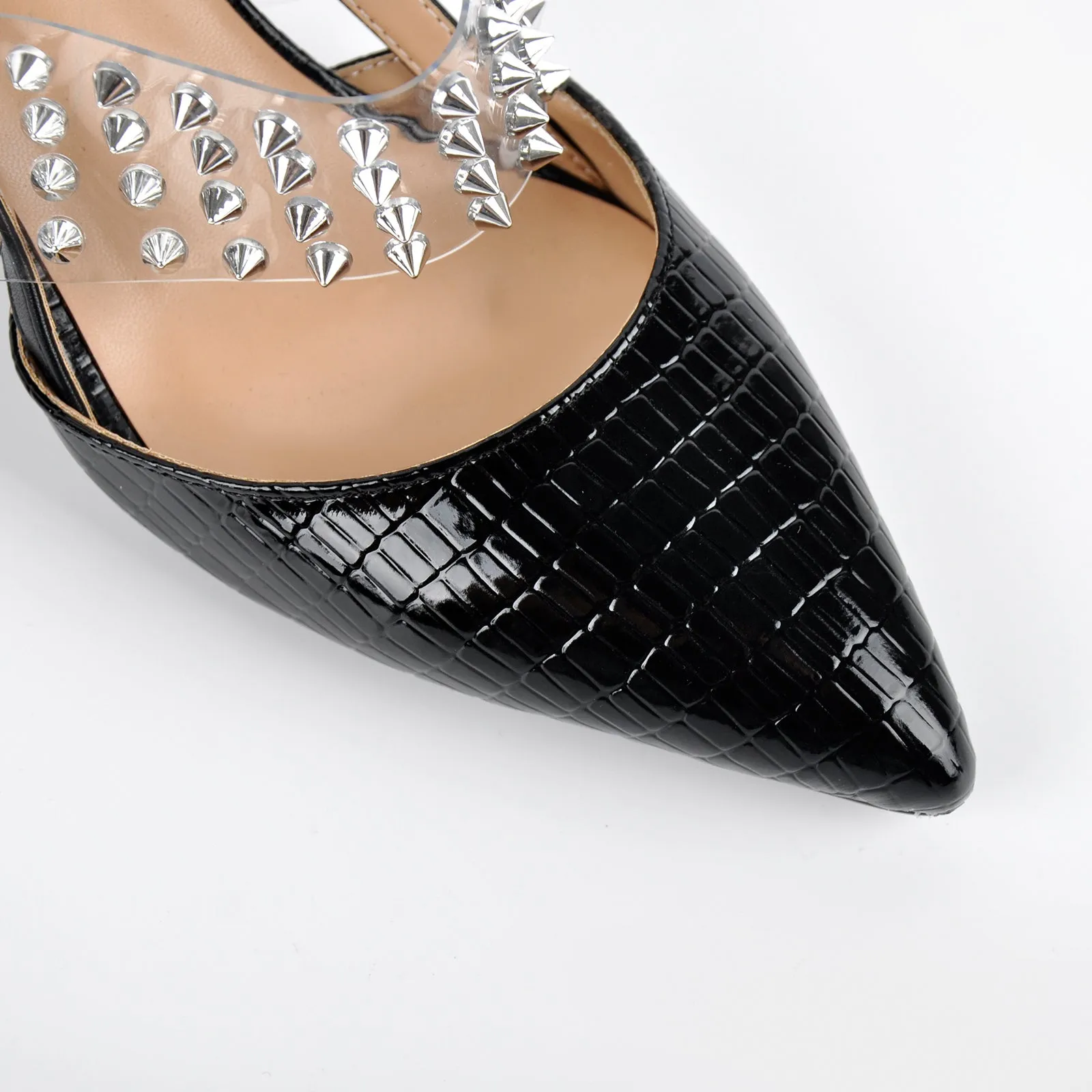 Pointed Toe Rivet Clear Ankle Strap Pumps sold by Miss Heel product image thumbnail 4