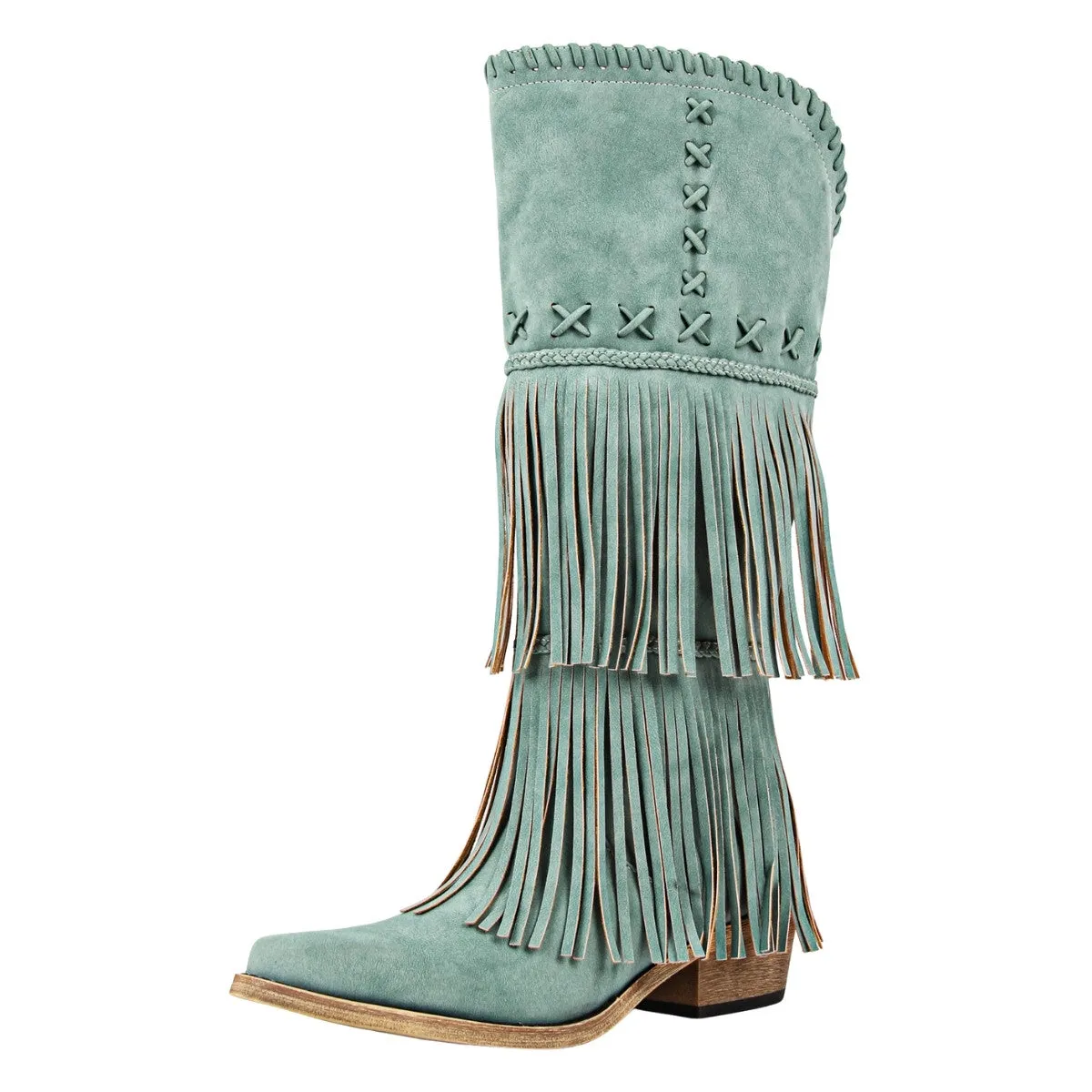 Double-layered Fringe Knee High Western Boots sold by Miss Heel product image thumbnail 2