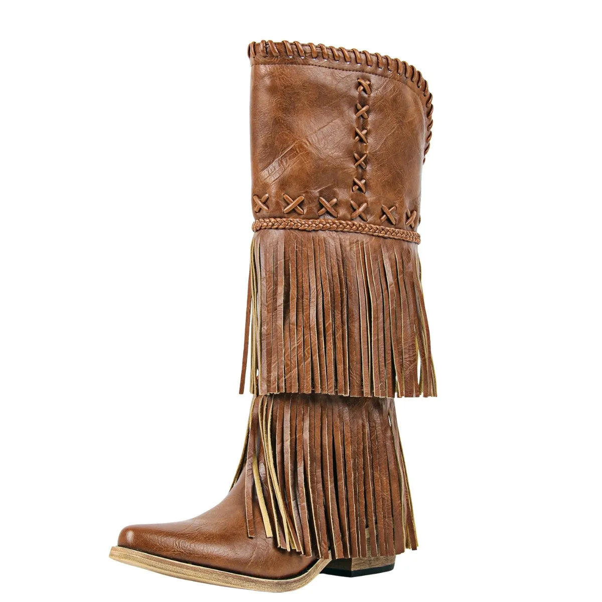 Double-layered Fringe Knee High Western Boots sold by Miss Heel product image thumbnail 5