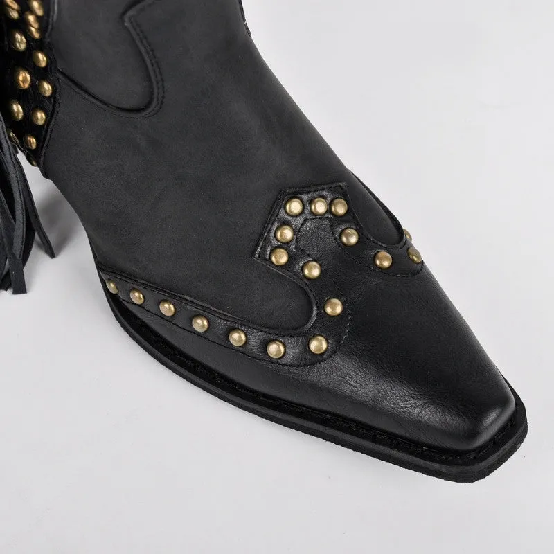 Rivet Fringe Knee High Western Boots sold by Miss Heel product image thumbnail 3