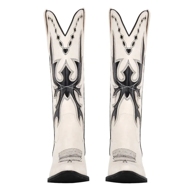 Pointed Toe Embroidery Knee High Western Boots sold by Miss Heel product image thumbnail 3