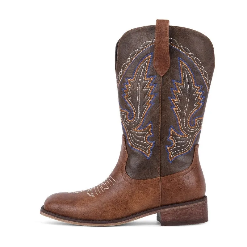 Square Toe Embroidery Ankle Western Boots sold by Miss Heel