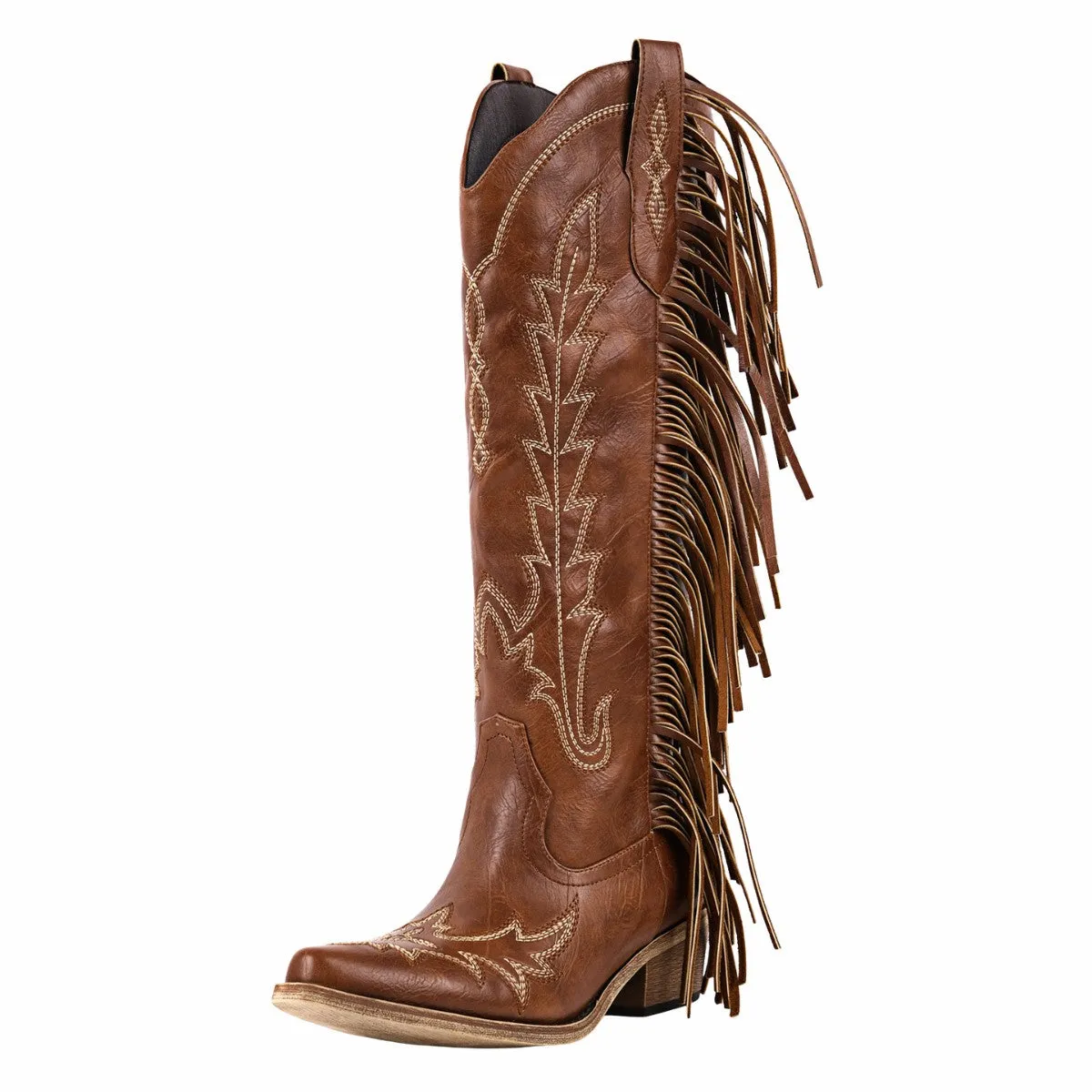Fringe Embroidery Knee High Western Boots sold by Miss Heel product image thumbnail 2