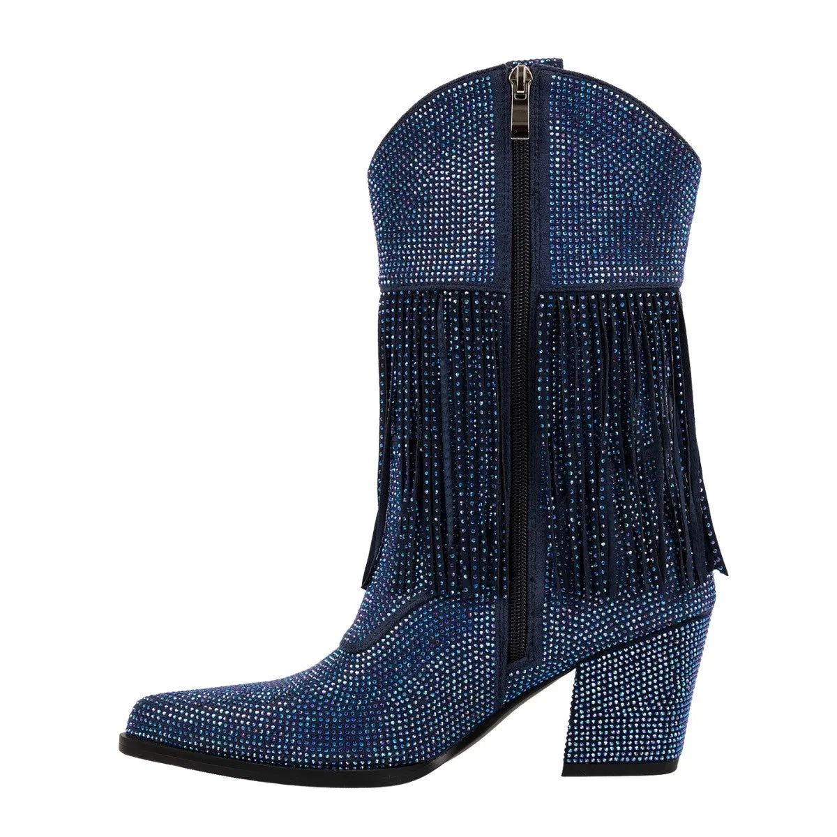 Pointed Toe Rhinestone Fringe Ankle Western Boots sold by Miss Heel product image thumbnail 3