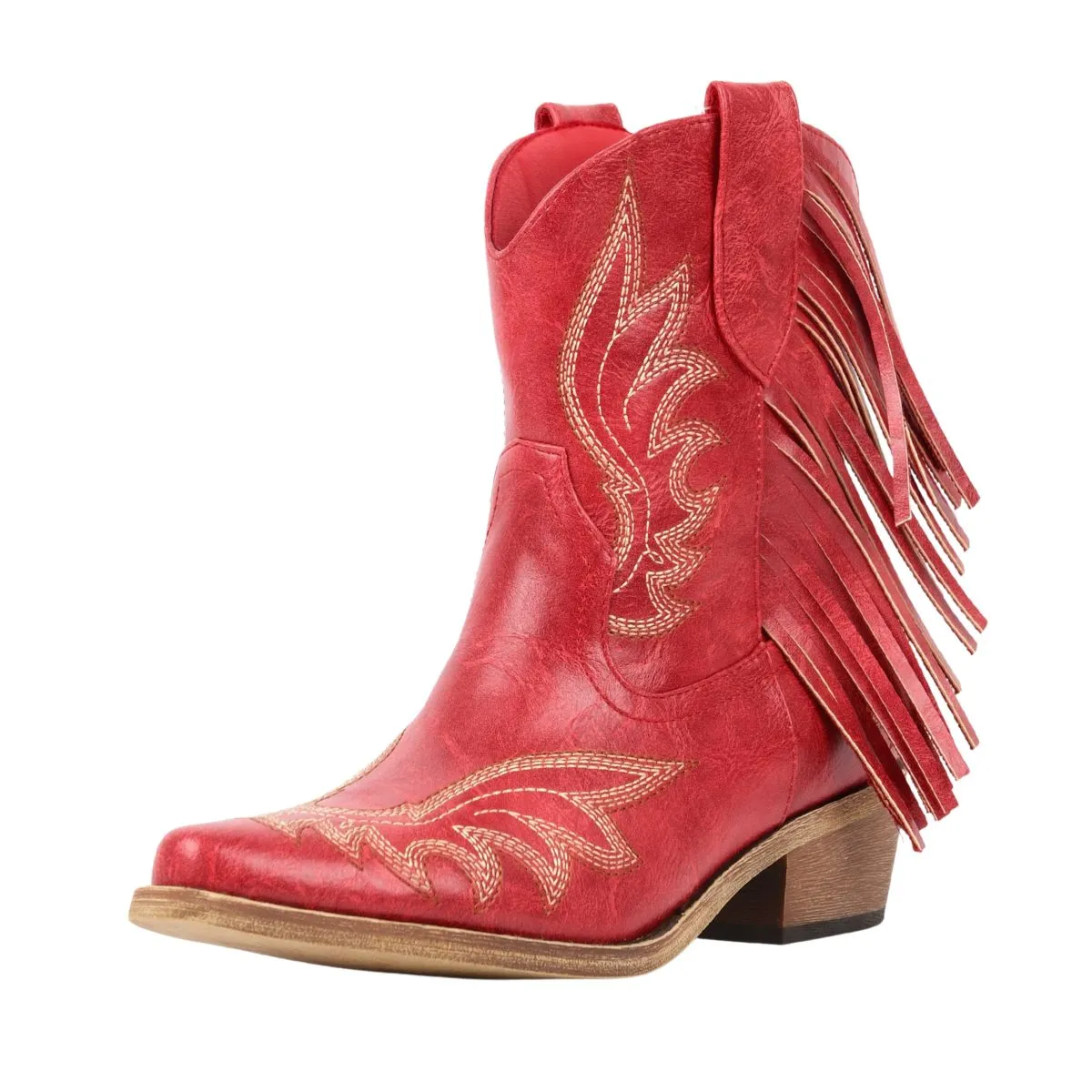 Embroidery Fringe Ankle Western Boots sold by Miss Heel product image thumbnail 2
