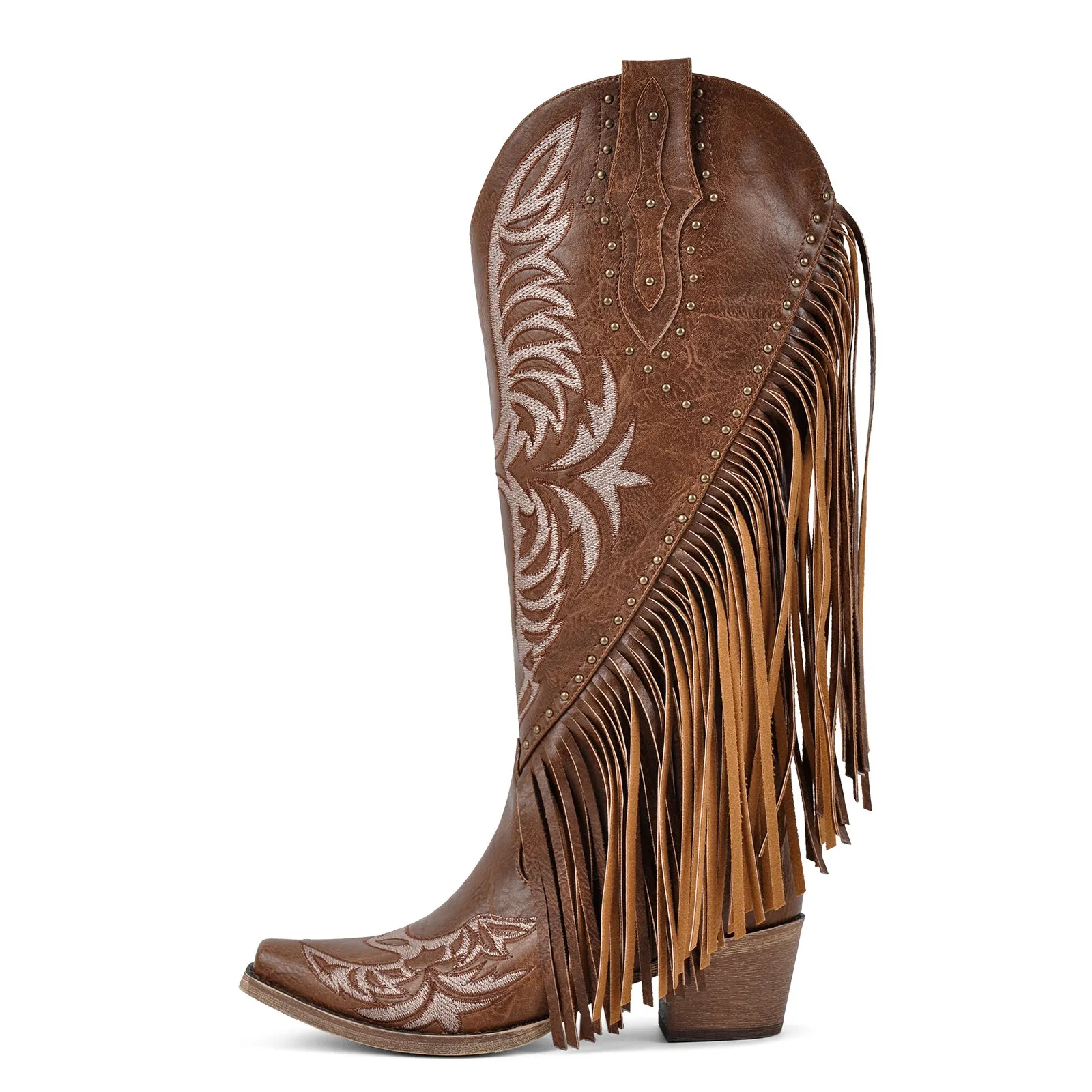 Fringe Rivet Knee High Western Boots sold by Miss Heel product image thumbnail 2