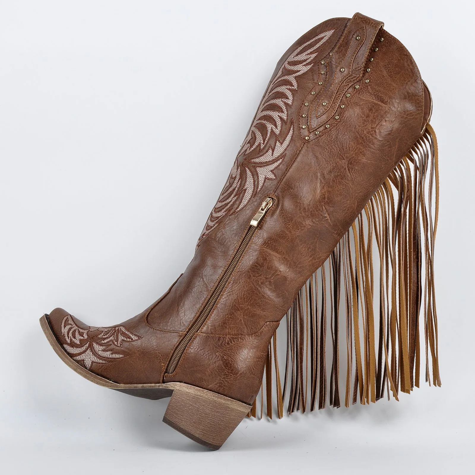 Fringe Rivet Knee High Western Boots sold by Miss Heel product image thumbnail 5