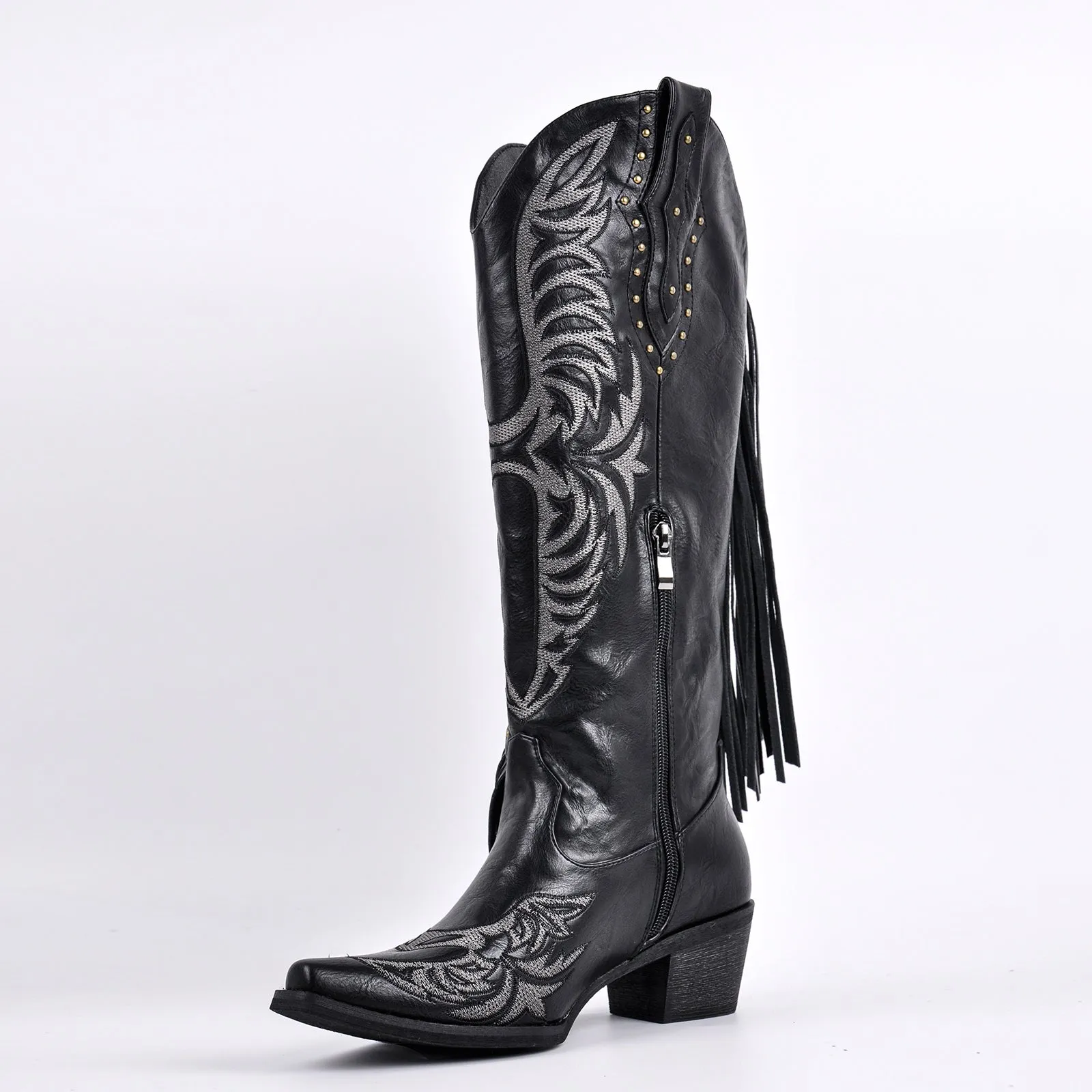 Fringe Rivet Knee High Western Boots sold by Miss Heel product image thumbnail 3