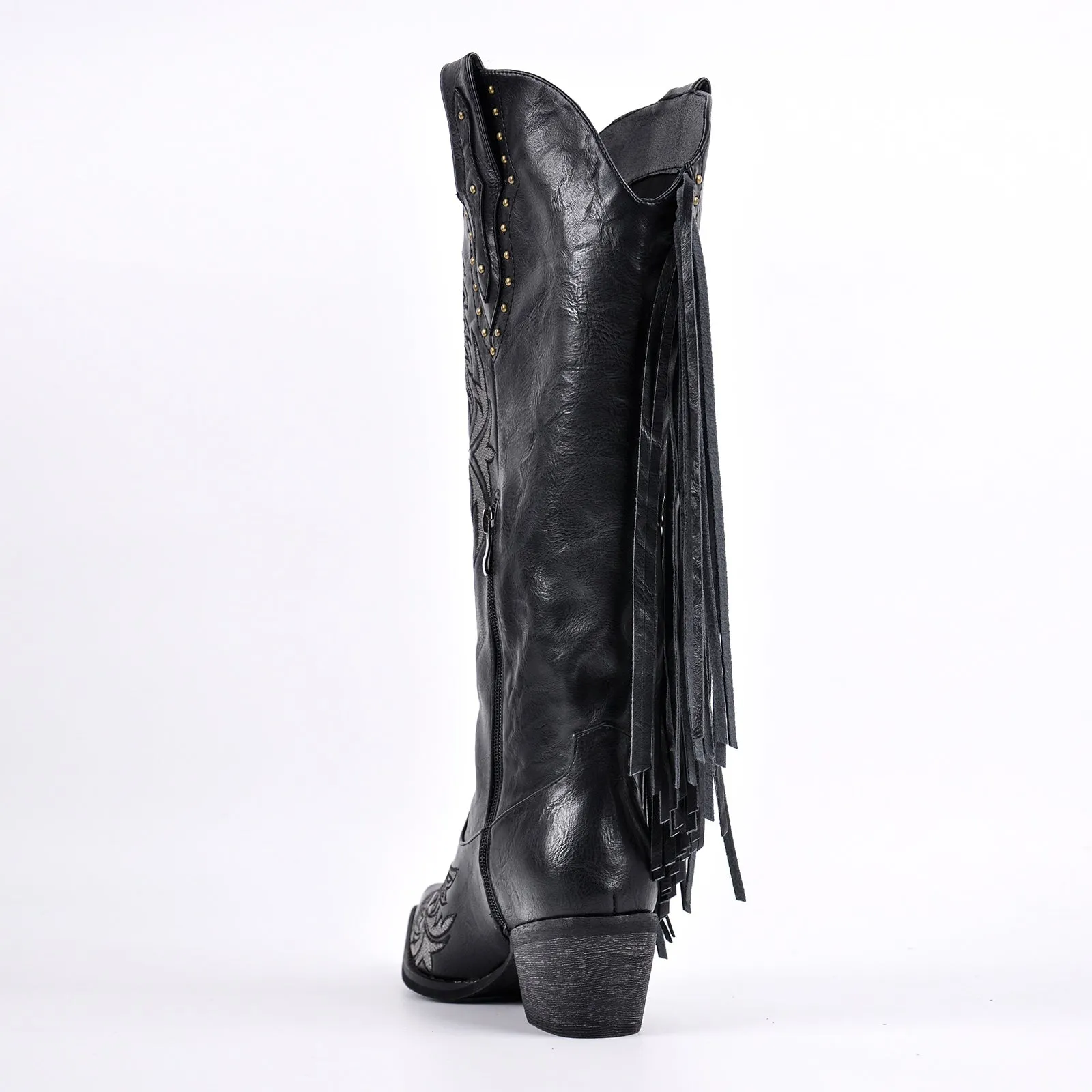 Fringe Rivet Knee High Western Boots sold by Miss Heel product image thumbnail 4