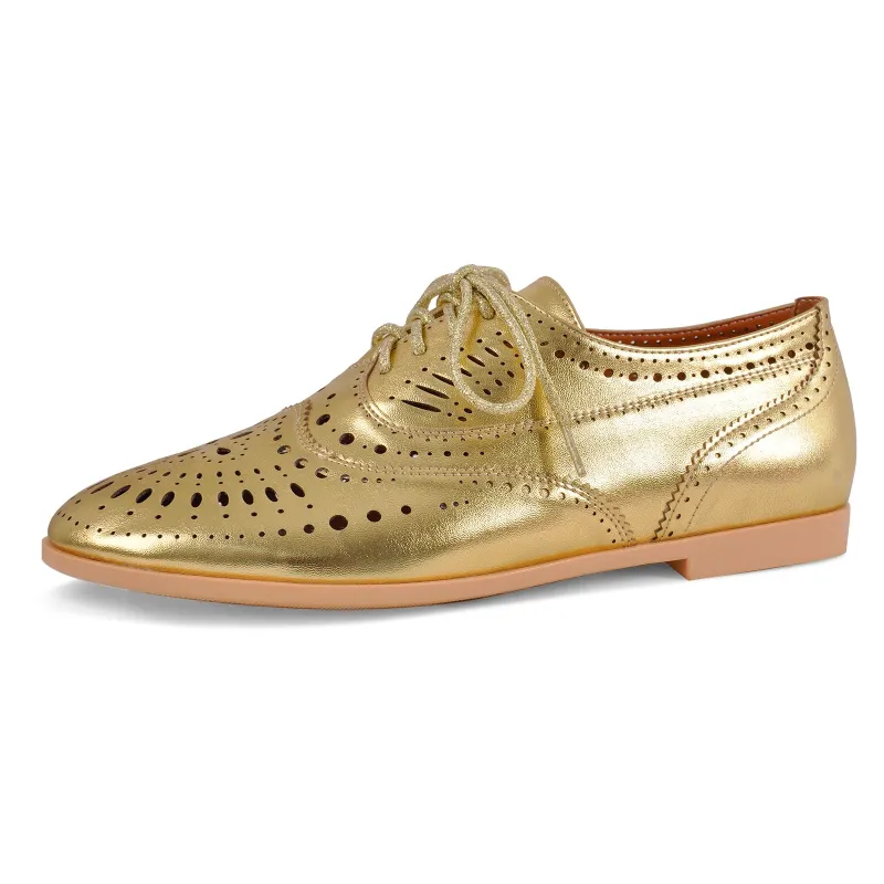 Round Toe Hollow Lace-up Oxford Flats sold by Miss Heel