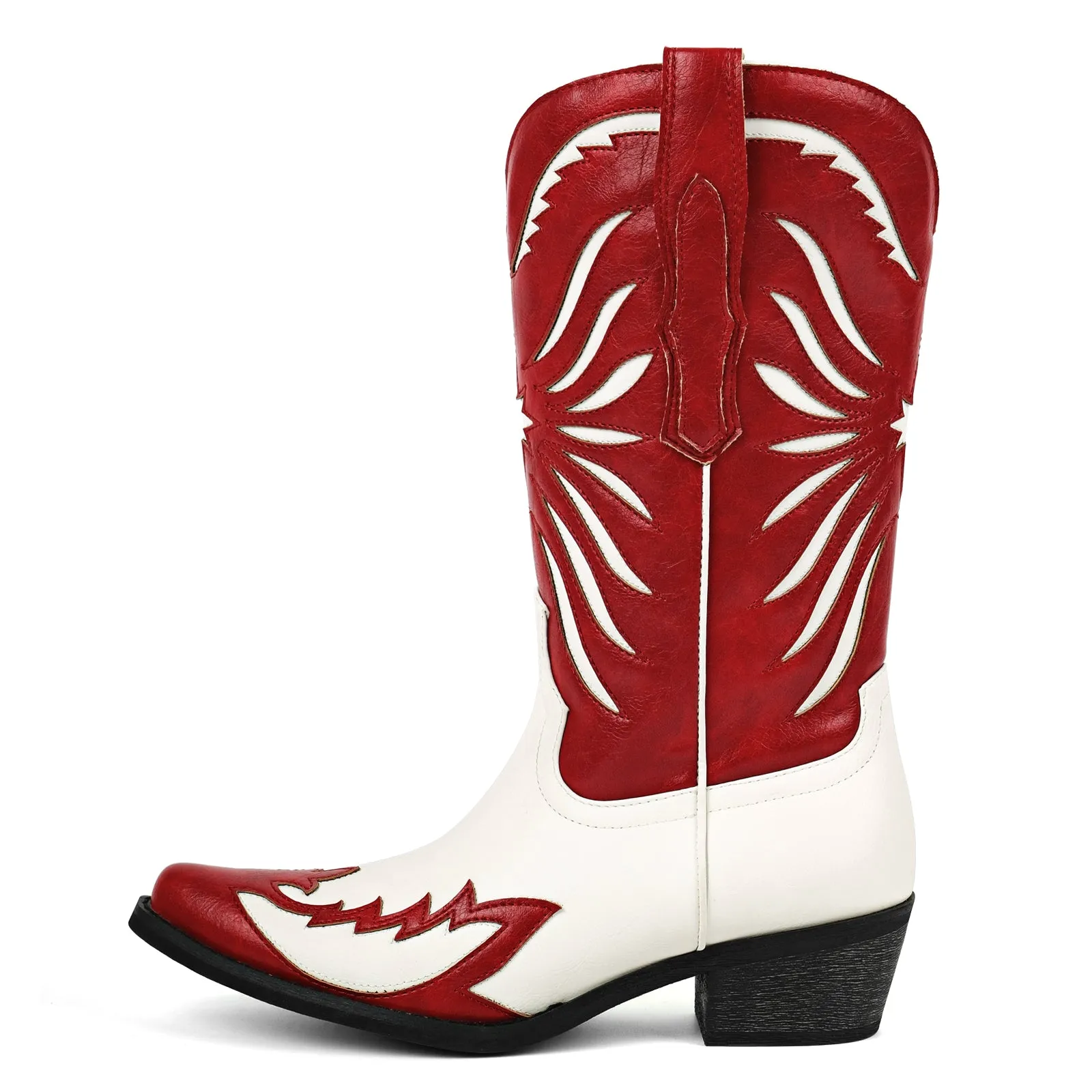 Pointed Toe Split Joint Mid-Calf Western Boots sold by Miss Heel