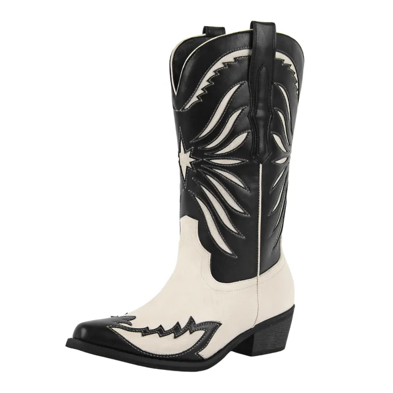 Pointed Toe Split Joint Mid-Calf Western Boots sold by Miss Heel product image thumbnail 3