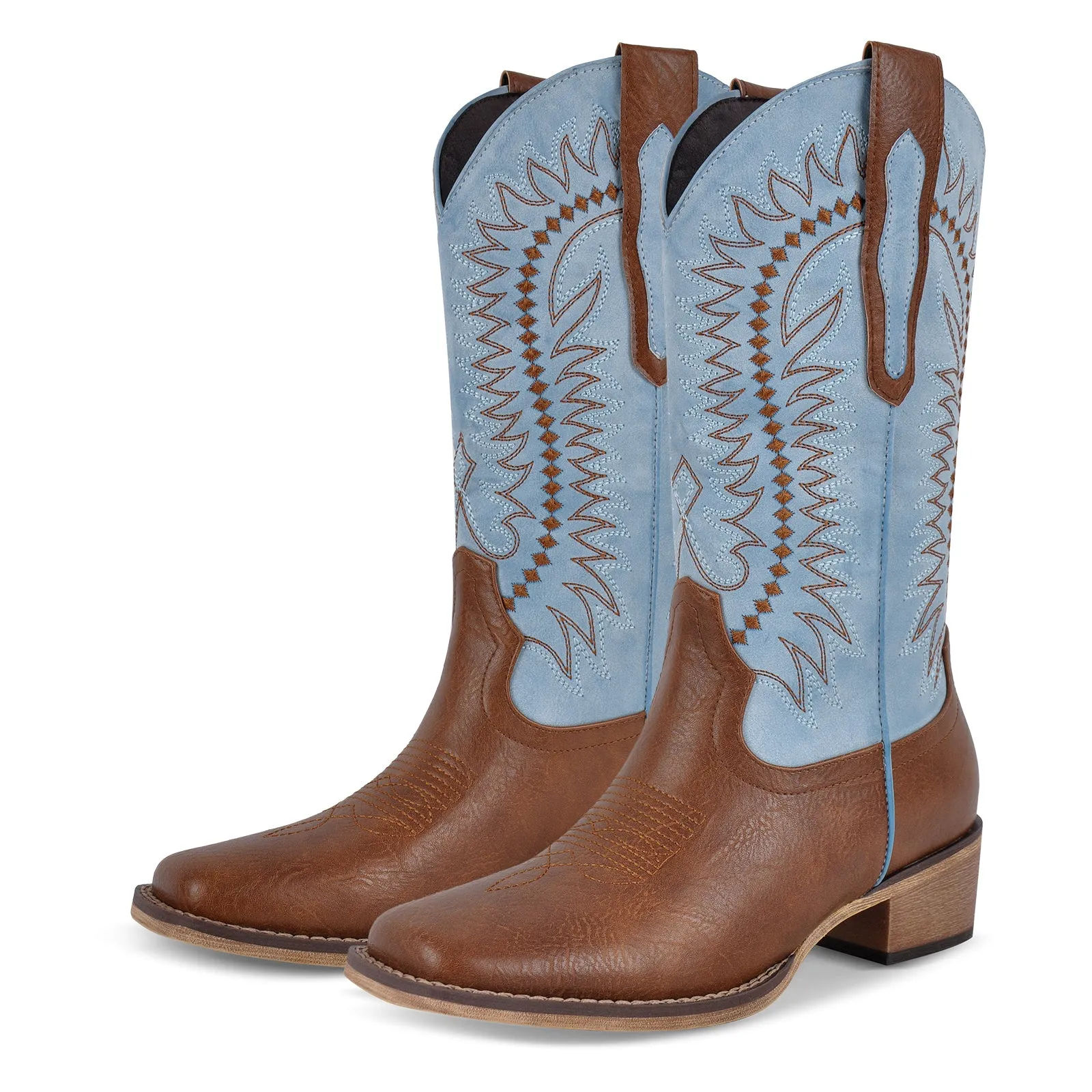 Square Toe Embroidery Mid-Calf Western Boots sold by Miss Heel product image thumbnail 2
