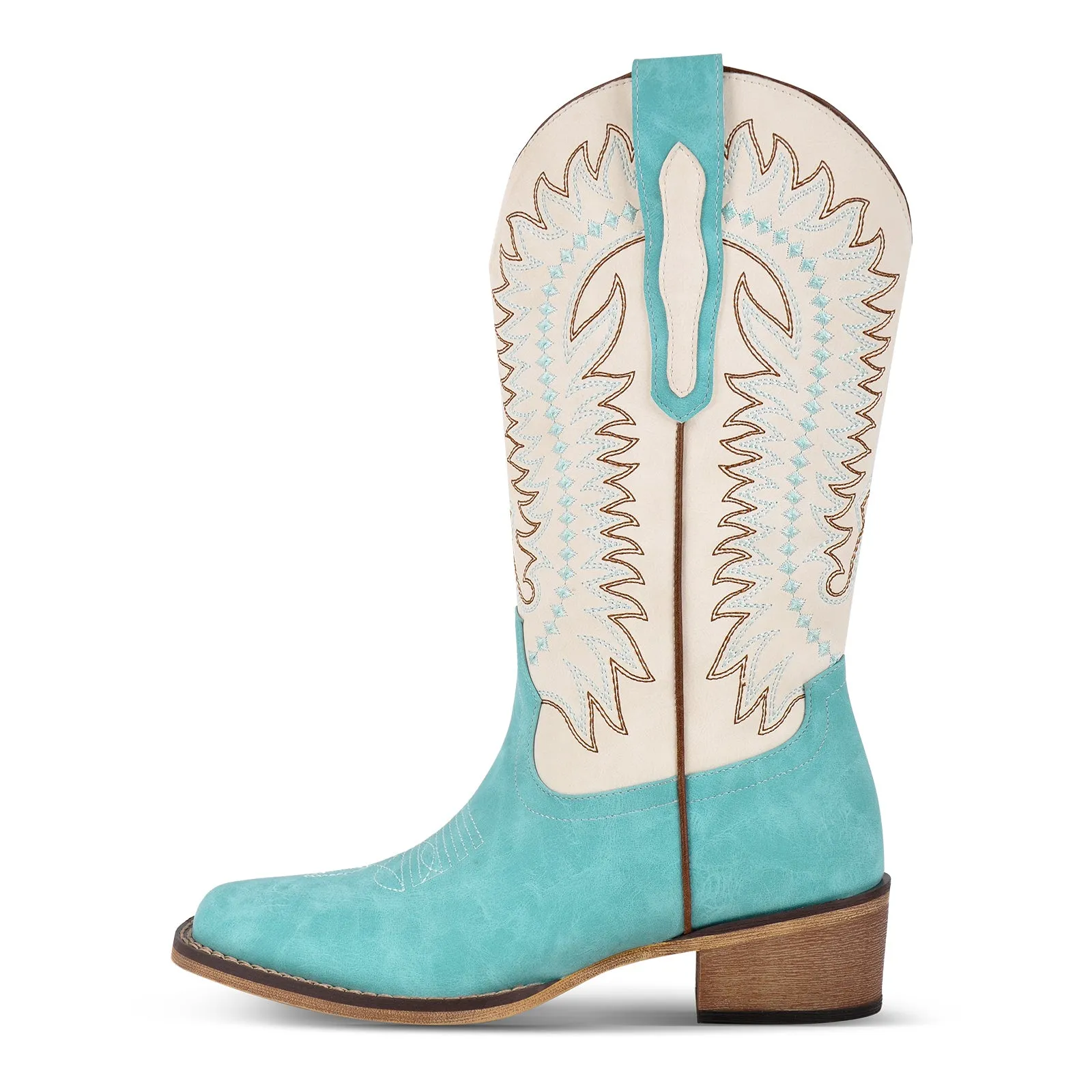 Square Toe Embroidery Mid-Calf Western Boots sold by Miss Heel product image thumbnail 4