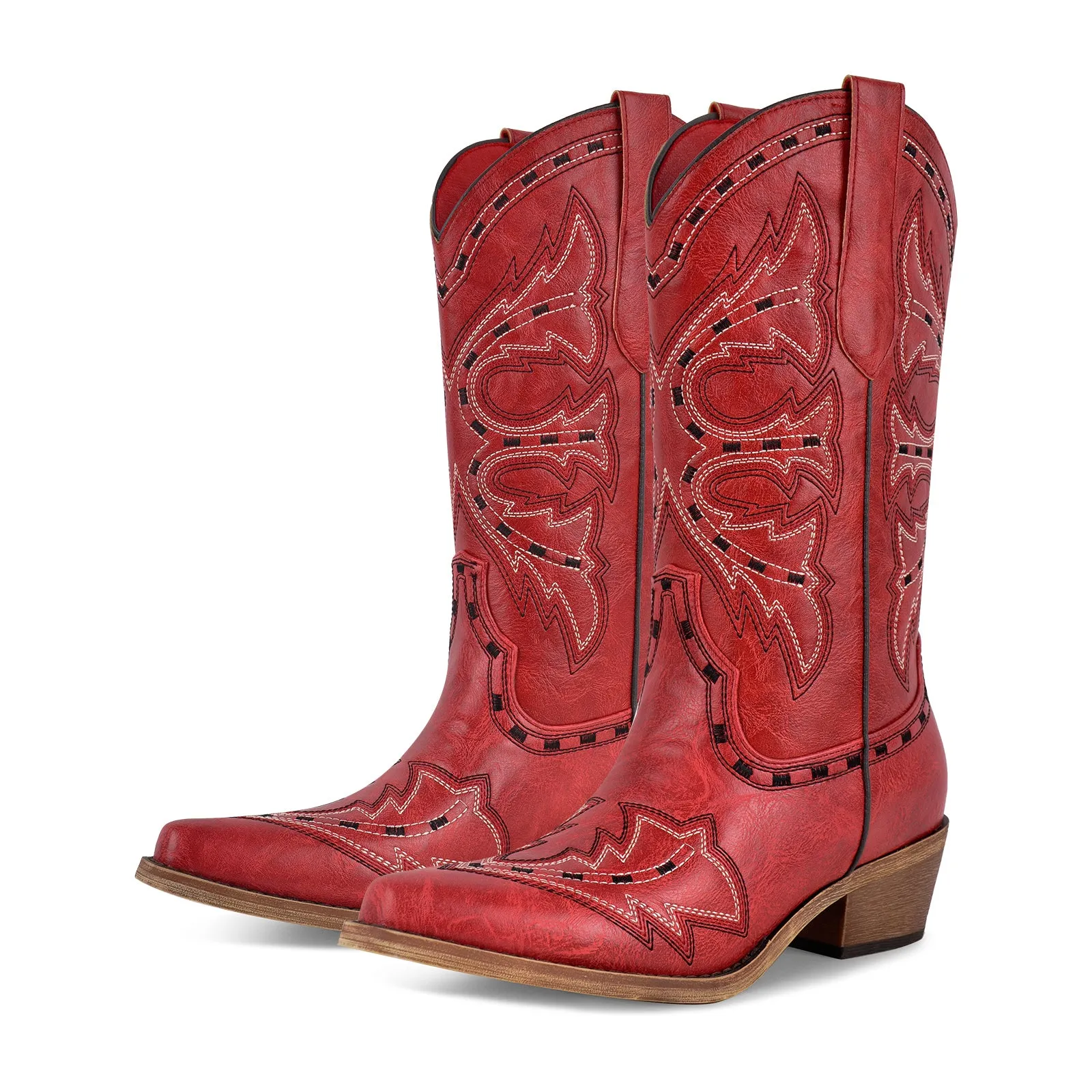 Pointed Toe Embroidery Mid-Calf Western Boots sold by Miss Heel product image thumbnail 5